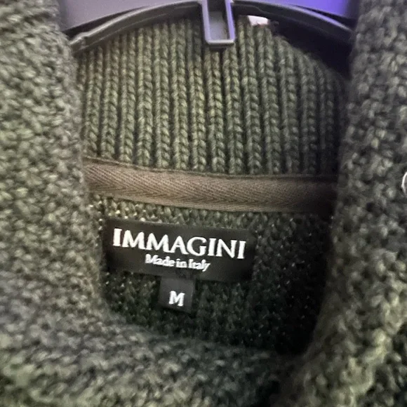 Olive Green Ribbed Turtleneck Sweater Made in Italy - Picture 1 of 3